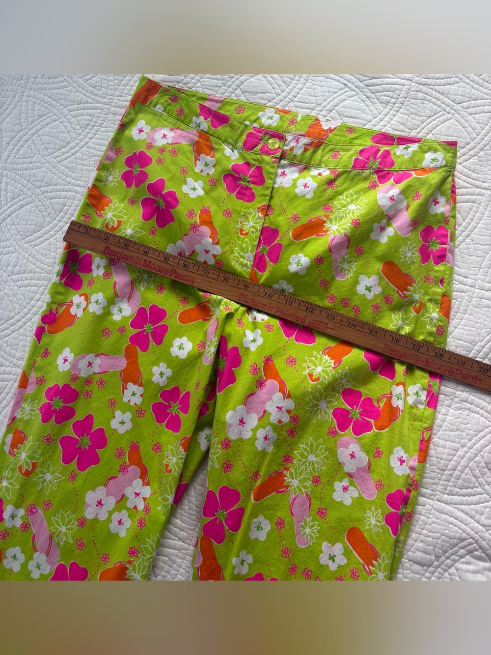 Oilily Girls Bright Lime Green Floral Pants XL - Picture 5 of 8